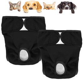 Pack of 2 Dog Nappies for Female Dogs, Reusable Dog Nappies, Heat Pants for Female Dogs, Environmentally Friendly Dog Nappies, Highly Absorbent for Female Dogs, Adjustable Size (37-55 cm)