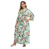 Women's Plus Size Long Lightweight Floral Cotton Kimono Maternity Delivery