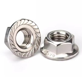 M8 Flange Nuts, 304 Stainless Steel M8-1.25 Serrated Flange Hex Lock Nuts, 20Pcs-Pack