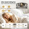 Linour Crystal Caged Ceiling Fan with Light, 18.9'' Flush Mount
