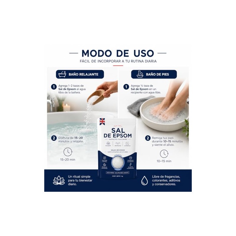 Sal De Epsom 1KG | Sales de Baño | Sin
