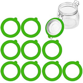 Silicone Replacement Gasket, Airtight Rubber Seals Rings for Mason Jar Lids, Leak-Proof Canning Silicone Fitting Seals for Glass Clip Top Jars (Green, 10pcs)