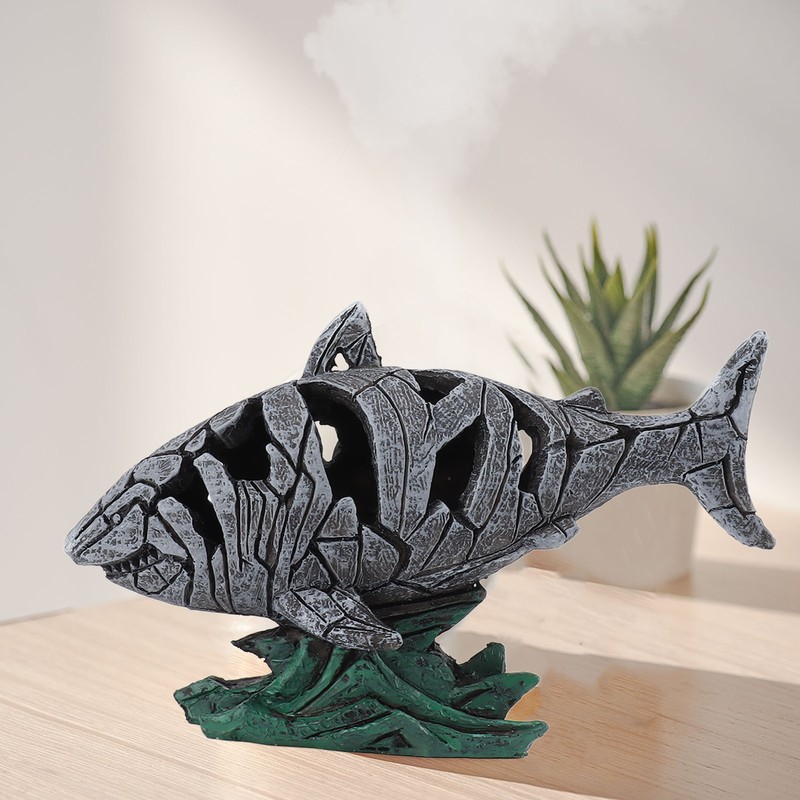 Shark Sculpture Hollowed Waterproof Resin Durable 7.3in Long 4.5in Wide