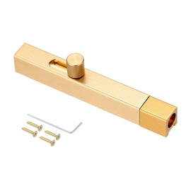 PATIKIL Gear Handle French Door Lock, 4 Inch Aluminum Alloy Barrel Bolt Latch Security Slide Door Deadbolt Lock with Screws for Inside Bedroom Door Cabinet Safety, Gold