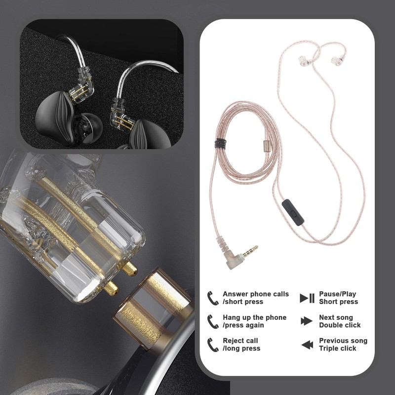 Create idea C Pin 3.5mm Earphone Replacement Cable with Microphone