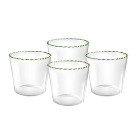Gusto Buono Holiday Drinking Glasses — Set of 4 13oz Old Fashioned Glass, Borosilicate Glass Tumbler Vintage Glassware with Candy Cane Design
