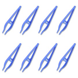 Eisco Labs - 5" Disposable Forceps - Precision Grip, Plastic Tweezers for Laboratory, Classroom, Educational, & home use (8 Pack)