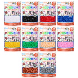 NicoRate Iron Beads, Solid, Refill "Popular and Classic Set of 10 Colors" Large Capacity Zipper Closure Small Divided Each Approximately 1000 Tablets Total Approximately 10,000 Tablets
