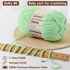 Fluffy Chunky Yarn for Crocheting, Chenille Crochet Yarn 6 Super Bulky, 2 Pack of 161 yds/7.76 oz Baby Blanket Yarn, Soft Velvet Yarns for Knitting Amigurumi&DIY Crafts/Hats/Socks(2 Candy)