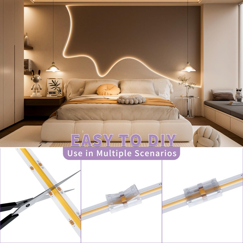 MIWISE COB LED Strip,4000K Natural White 20ft/6.1m,Dimmable Super Bright 24V