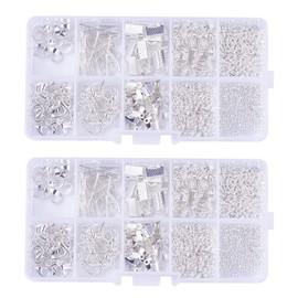 Silver Jewelry Making Kit Accessories Set Jump Rings with Lobster Clasps Lobster Claw Clasps, Jewelry Finding with Open Jump Rings Set Jump Rings with Lobster Clasps Jewelry Finding Include Crimp
