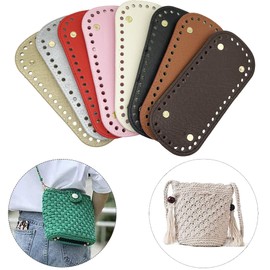 Yayatty Pack of 8 Bag Base for Crocheting Leather, 8 Colours, Oval Bag, Bag Base, Faux Leather, Bottom Bag, Crochet with Crochet for Bag Making, 18 x 8 cm