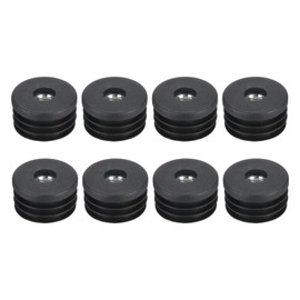 QUARKZMAN Pack of 8 black inserts for round pipes with M8 thread, for 30 mm / 1.18 inch pipe outer diameter, threaded bushings plastic, for roller insert, chair end caps, furniture leg plugs