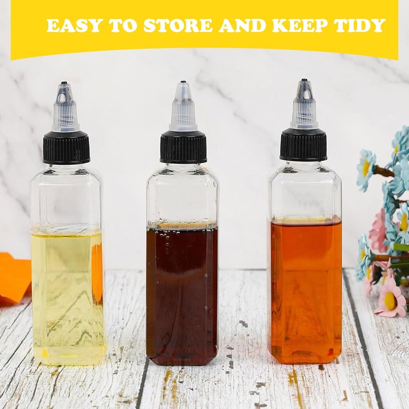 AONAYO 4 Stück Squeeze Flasche,Saucenflasche,Ölflasche Plastik,Dosierflasche,Ölspender Flaschen,100ml/3.5oz Mehrzweck Squeeze Flasche