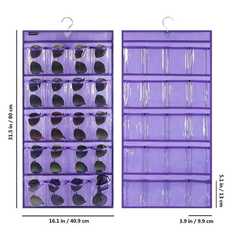 ANZORG Dual Sided Hanging Sunglasses Organizer Storage Wall Mounted Eyeglasses