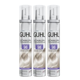 Guhl Foam Tint Resistant Value Set – Contents: 3 x 100 ml – Colour 98 – Silver Blonde – For Grey, Light Blonde, Light Blonde and White Hair – Gentle Hold, Volume and Colour Shine