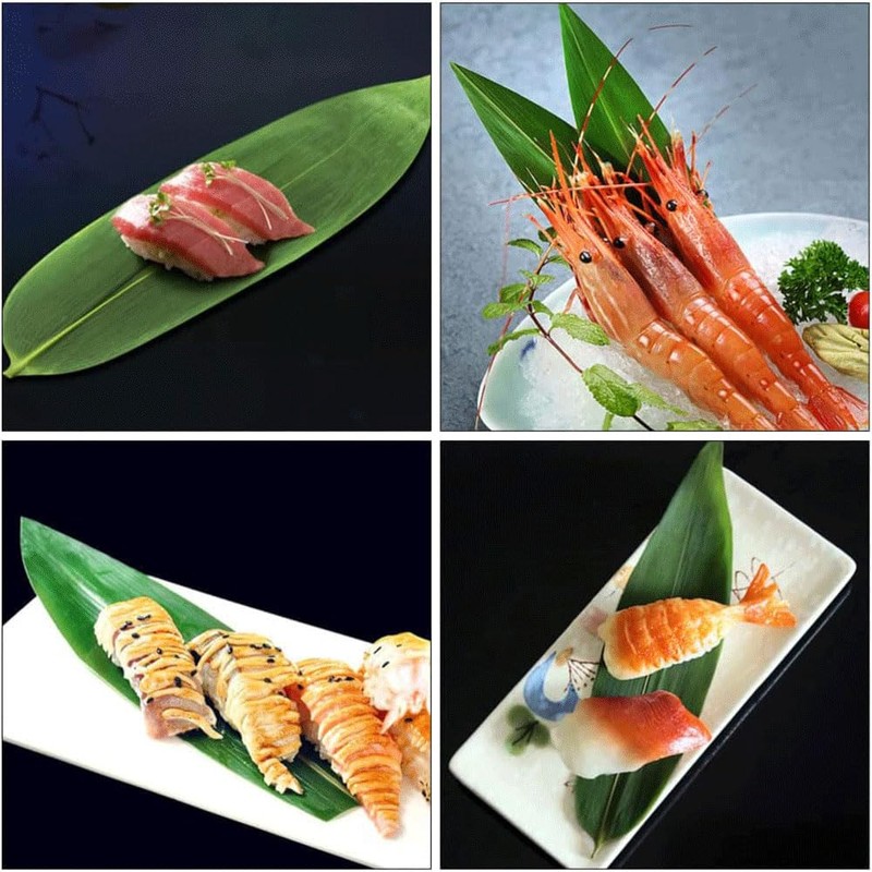 WINIAER 12 inch Bamboo Leaves for Sushi, 100 pcs Sushi
