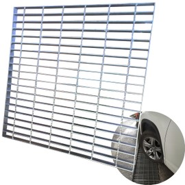 MOSINSBO Galvanized Steel Drain Grate, 28x28 Outdoor Drain Cover, B Class Sewer Grate, Durable Heavy Duty Channel Grate, Sliver Square Drainage Grate for Driveway, Concrete, Yard (27.6x27.6)