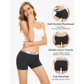 Molasus 4.5" Inseam Womens Trunks Underwear Soft Cotton Boxer Briefs Ladies Anti Chafing Boy Shorts Panties Pack of 4