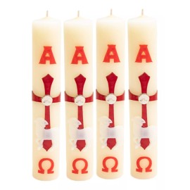 CEB 4 Cirios Pascuales Decorados Incrustación De Cera 19 Cm