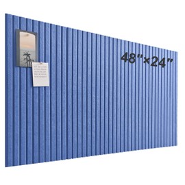 Large Cork Board for Office, 8 Pack Felt Wall Tiles with Slat Wall Paneling and Safe Removable Adhesive Tabs, Felt Bulletin Board Pin Board Cork Boards for Walls (Blue)