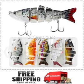 Unbranded 🔥5PCS Box Multi Jointed Fishing Lures Swimbait Hard Bait Crankbaits 6 Segment