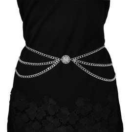 Milakoo Women's Waist Belt Chain Belt Y2K Adjustable Punk Chain Belt Waist Chain Hip Chain Alloy Chain Body Link Outfit for Dresses Jeans, Alloy, No Gemstone