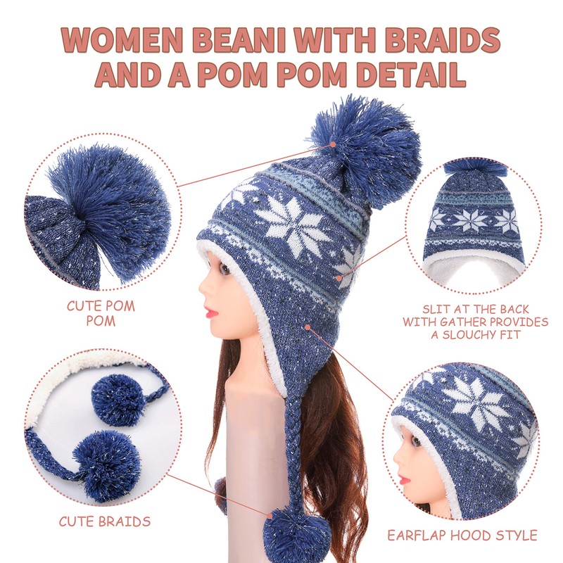 Dosoni Winter Hats for Women Knit Beanie Soft Warm Fleece