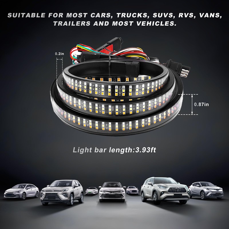 BWBWND 48" LED Tailgate Light Bar, Triple Row LED Tail