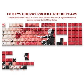 Hkfos Shine Through PBT Keycaps, Double Shot Side Printed Keycaps,Cherry Profile Dye-Sub Key Caps, Japanese Anime Keycap Set for Mechanical Keyboards with MX Switches- Only Keycaps