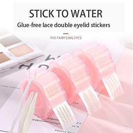 JMNTCO Eyelid Lifter Strips for Hooded Eyes: Glue-free double eyelid stickers That will stick to The eyelid stickers in contact with water, plum-shaped roll lace mesh olive eye stickers (OLive type)