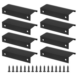 PATIKIL Montage Finger Edge Pull, 8er Pack 79mm/3.11" Aluminiumlegierung Verdeckter Griff Schrankkanten-Ziehgriffe mit Schrauben für Zuhause Küchenmöbel Türschublade, Schwarz