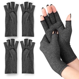 SULPO 2 Pairs of Arthritis Gloves - Fingerless Gloves for Men and Women - Without Fingertips - Thin Gloves - Fingerless Gloves for Work, Sports - Short Finger Gloves - L