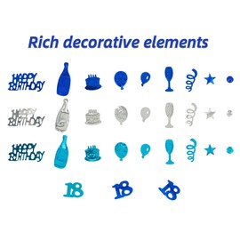 Giftota Confetti, 18th Birthday Decorations, Blue, Silver, for Anniversaries, Birthdays, Parties