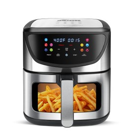 8.5QT Large Air Fryer with View Window - 10-in-1 Digital Air Fryer Toaster Oven for Baking, Roasting & Reheating - Stainless Steel Square Basket, 4-8 People Capacity, 400°F Fast Cooking