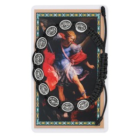 Needzo Adjustable Black Corded St. Michael Bracelet Bracelet Comes with Hang Bag