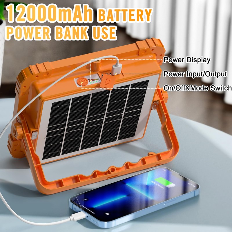 100W LED Solar Work Light, 466 LED 10000LM Magnetic Worklight