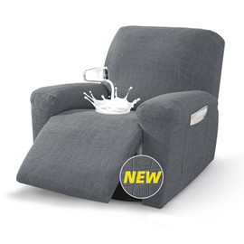 MAXIJIN Waterproof Recliner Chair Covers 3 Pieces Recliner Cover That Stay in Place, Washable Lazy Boy Recliner Slipcovers with Pockets Reclining Protector for Pet, Kids (Recliner, Light Gray)