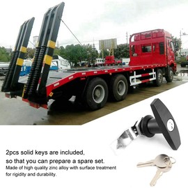 T-Handle Lock Twist Latch Garage Door Lock Zinc Alloy 2 Keys for Trailers Caravan Tool Box with Handle and Lockable Function (Black)