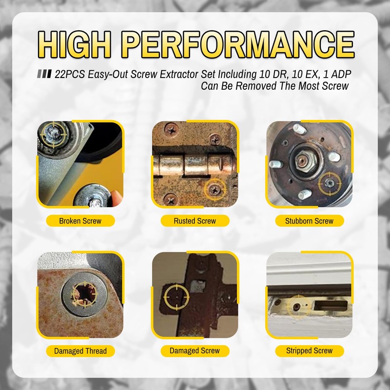 HSS 6542 Screw Extractor Set, 22 PCS Titanium Stripped Screw