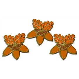 Novel Merk Pumpkin & Fall Appreciation Lapel Pin, Hat Pin & Tie Tack Set with Clutch Back (3- Acorns)