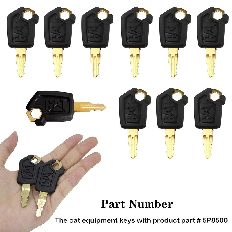 Yharnamite 10 Pcs Cat 5P8500 Equipment Key Set, Black Plastic