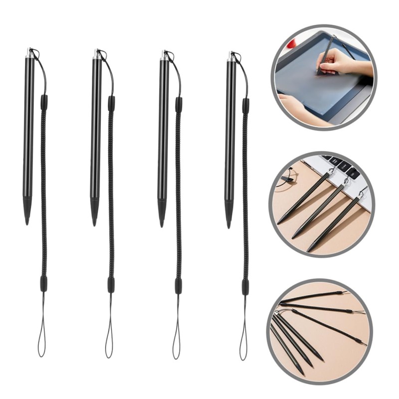 TEHAUX 4pcs Touchscreen Stylus Pen with Spring Lanyard for Secure