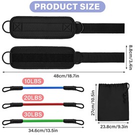 Feelorna Resistance Bands with Cuffs, Portable Fitness Bands Resistance Bands Set for Legs Butt Men Women Exercise Resistance Bands Training Equipment for Yoga Fitness Workout (A)