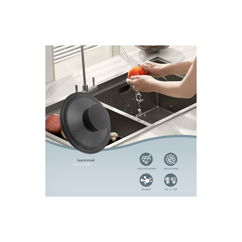1 Pcs Black Plastic Sink Plug Drain Stopper 3 Inch