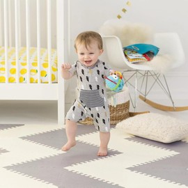 Little fun times Play Mat for Baby Large 72 Pieces, Assembled Total 64 x 64 inch 28,4 SqFt, Interlocking Floor Puzzle, EVA Tiles Playmat for Toddler and Kids, Two Colors Design with Edges.