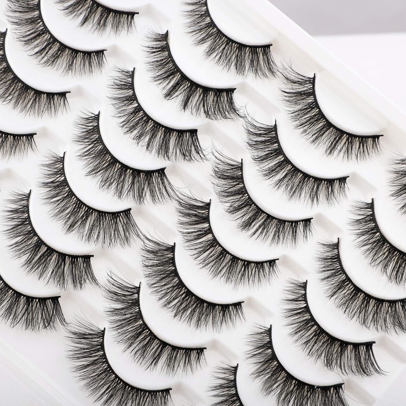 Newcally False Eyelashes Natural 3D Lashes Cat Eye Look Faux