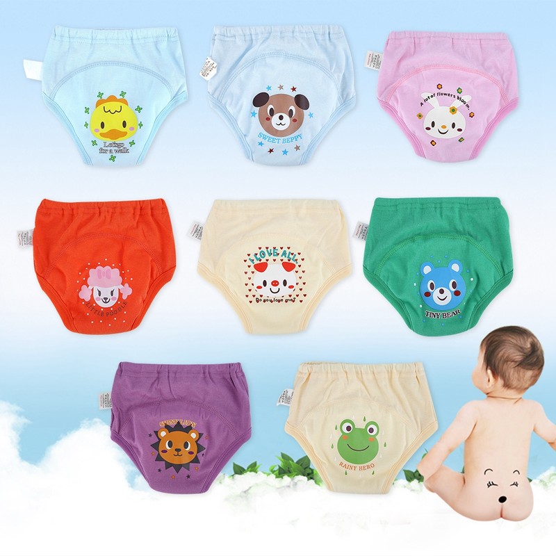 8PCS Baby Cloth Cartoon Waterproof Diapers Nappies Toddler 4 Layers