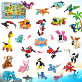 24 Pack Party Favors for Kids, 642 PCS Animal Building Blocks Toy Set – Goodie Bag Fillers, Classroom Prizes, Valentine Gifts, Easter Baskets, Birthday for Boys and Girls Ages 6–12