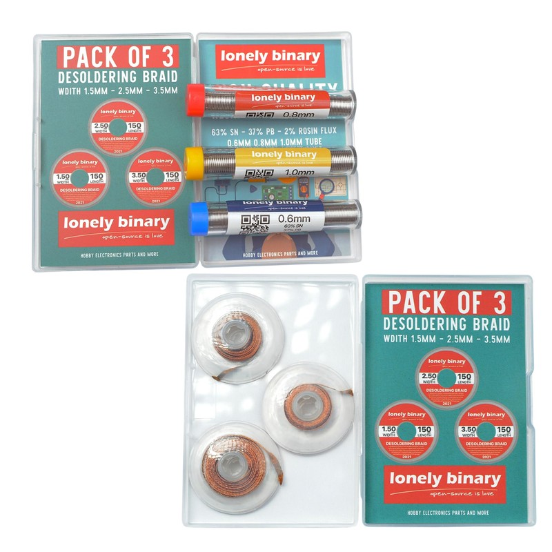 Lonely Binary Soldering and Desoldering Kit – 3 Sizes Rosin
